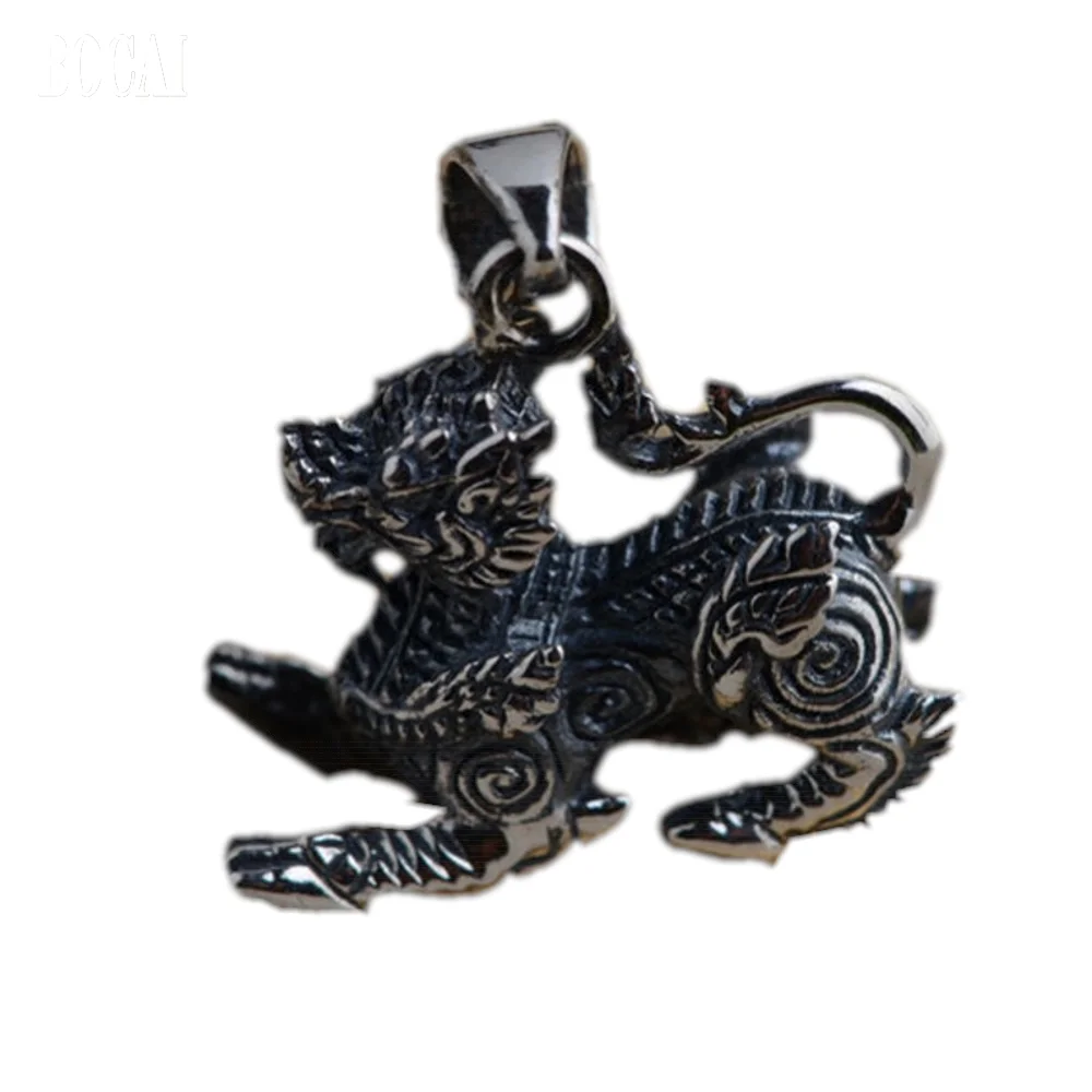 

100% real S925 Sterling Silver Pendant for Man NEW WHOLESALE kylin ruishou personality Thai silver Man pendant