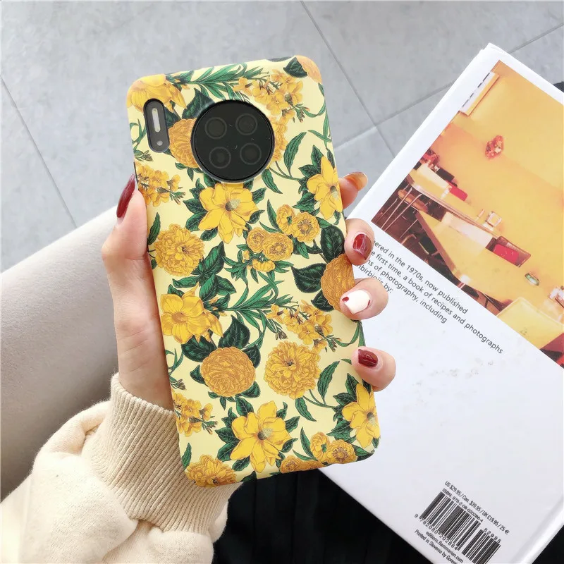 Retro Pattern Floral Flower Phone Case For Huawei Mate 30 20 Pro Lite Funda P30 P20 Hard PC Back Cover |