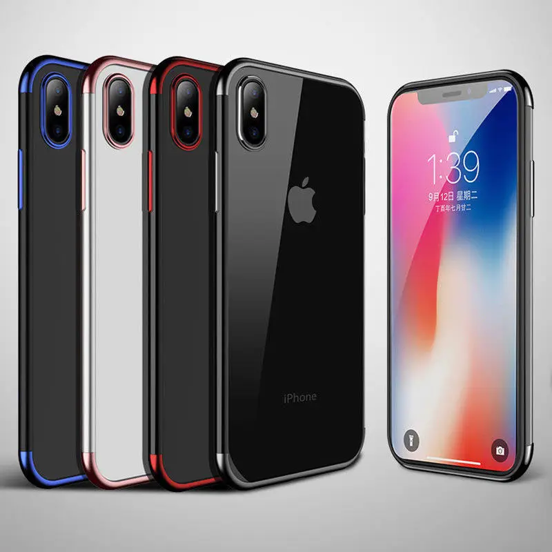 Чехол с гальваническим покрытием для iPhone SE 2020 11 Pro Max 7 8 6 6S Plus Роскошный прозрачный