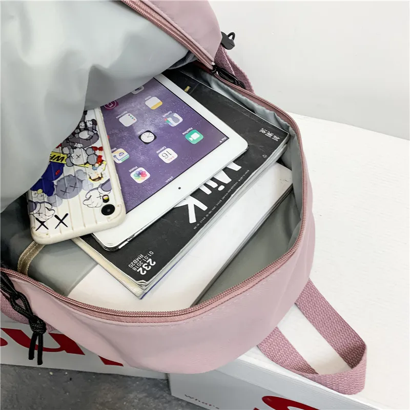 

DCIMOR New Unisex Multi-pocket Reflective Stripe Backpack Korean Large Capacity Buckle Schoolbag for College Student Travel Bag