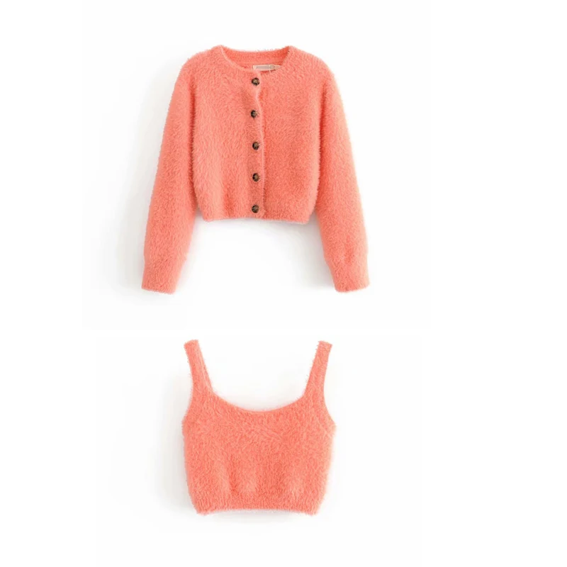 Женский комплект из 2 предметов очень милая трикотажная кофта оранжевого и