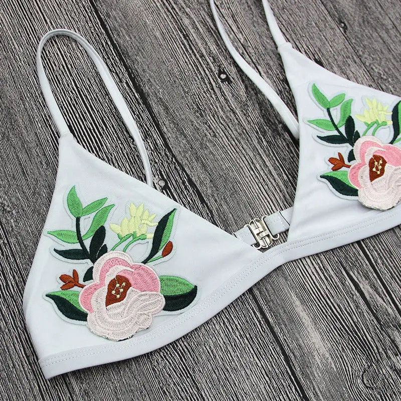 2020 комплект бикини с вышивкой в виде роз бразильский купальник пуш-ап подкладкой
