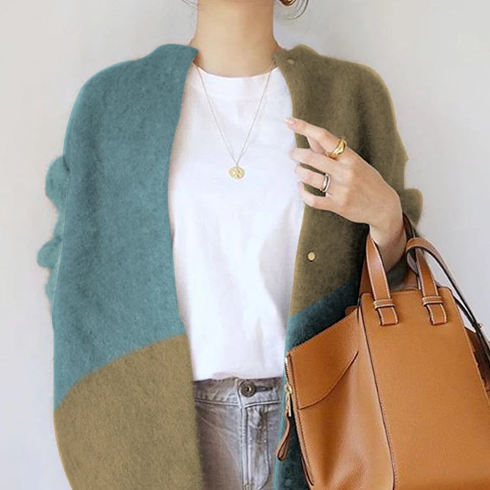 

Sweater Women Spring Block Color Female Knit Tops 2021 Hot Japan Style Women Cardigan Long Sleeve Women Sweater