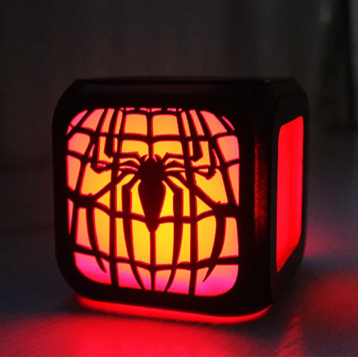 

New hot sale Spiderman fashion creative 3D stereo small alarm clock mute LED night light electronic clock bedside clock