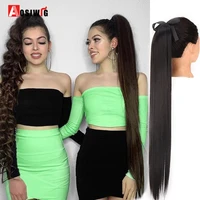 aosi super long straight women ponytail synthetic drawstring pony tail clip in hair extensions black brown girls heat resistant