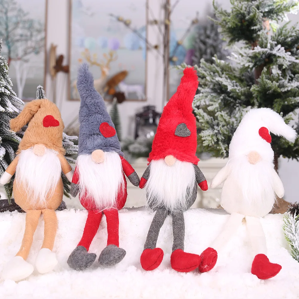 Santa в 2020 орнамент длинные ноги шведский Санта гном плюшевая кукла Орнамент Ручной