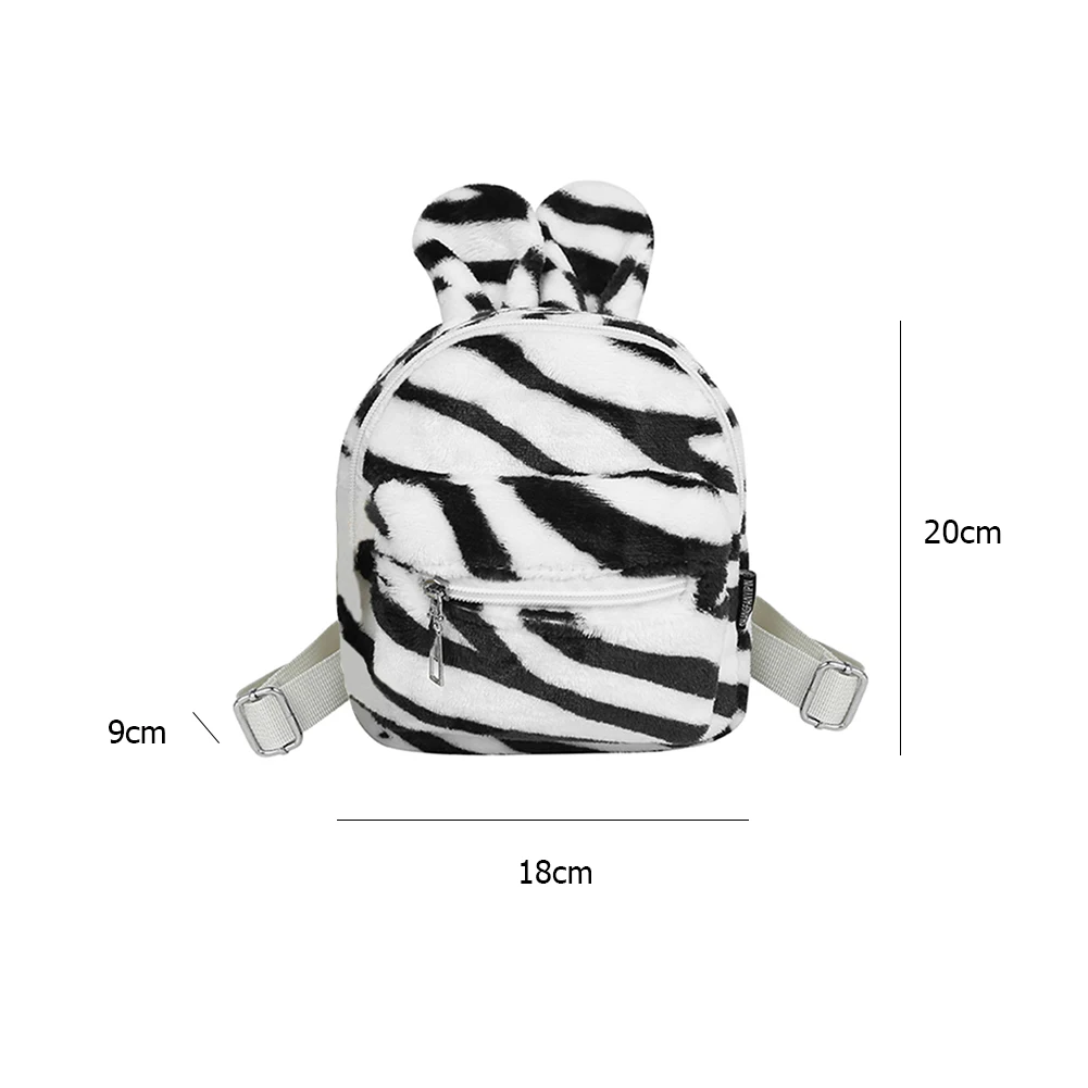 

Cute Cartoon Rabbit Ears Women Backpack Soft Plush Small Shoulder Bag Fashion Zebra Cow Print Travel Rucksack Girls Handbags
