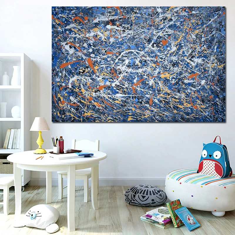 

Jackson Pollock Blue Abstract Canvas Painting Prints Living Room Home Decoration Modern Wall Art Oil Painting Posters Pictures