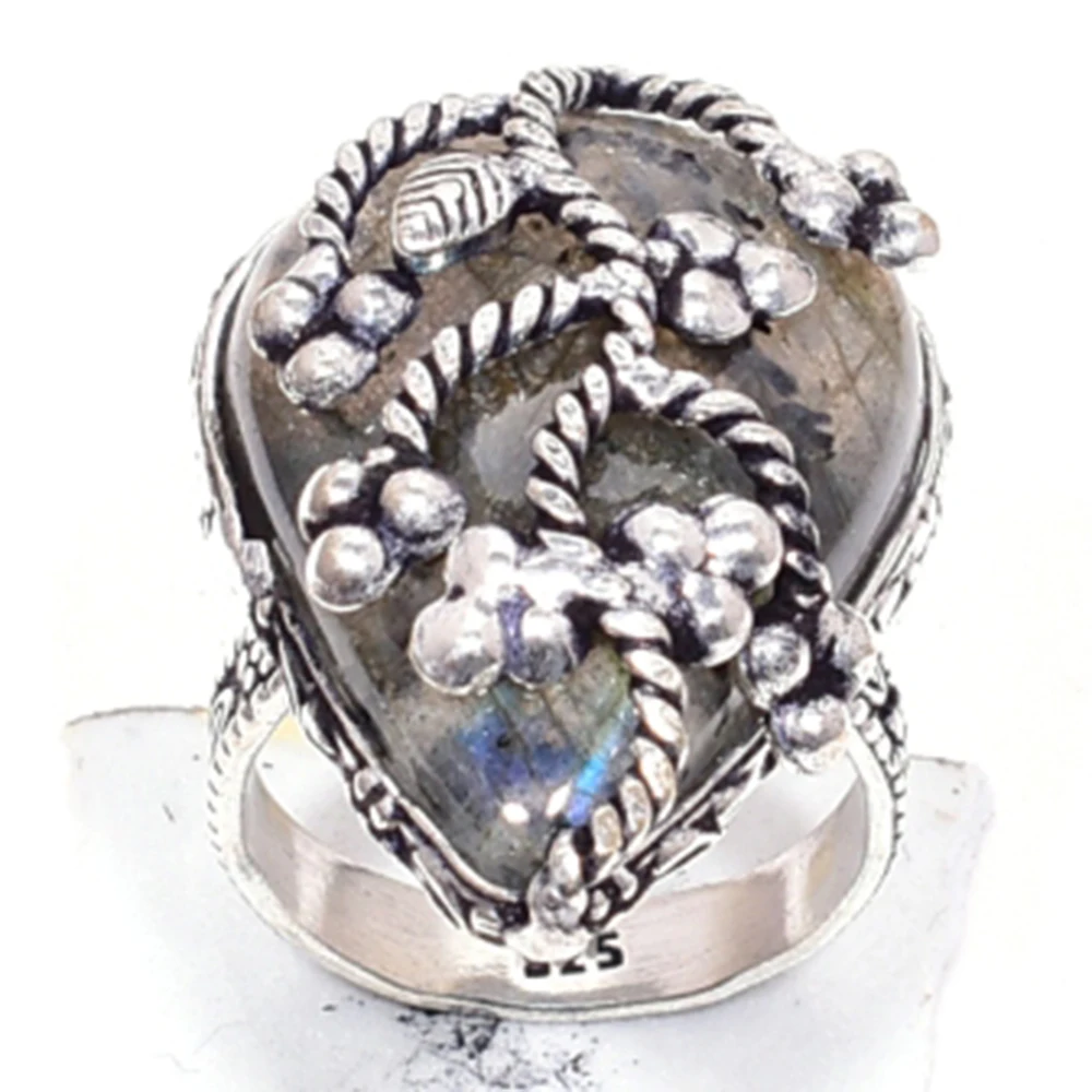 Натуральный Лабрадорит серебряное покрытие под медь женское ювелирное изделие