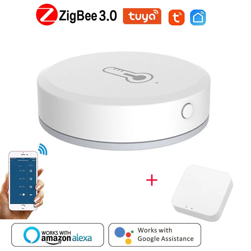 Умный датчик температуры и влажности Tuya/SmartLife ZigBee работает с концентратором Tuya