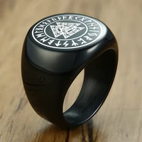 valknut viking ring futhark runes odin nordic black stainless steel biker vegvisir stainless steel jewelryamazing price