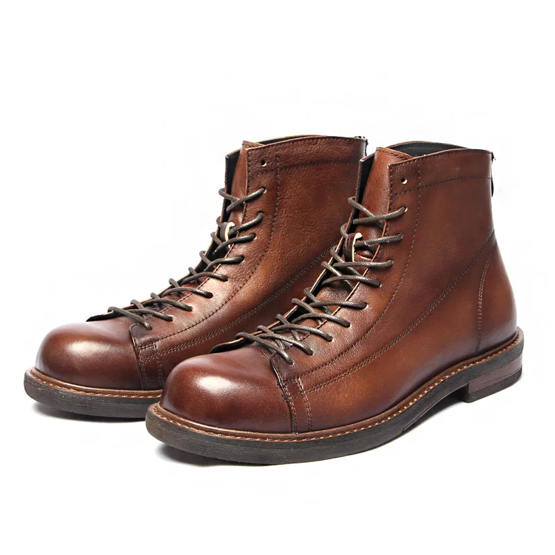 

luxury fashion desert boots for men retro brush-off leather tooling shoes platform handmade craft boot trend ankle botas hombre