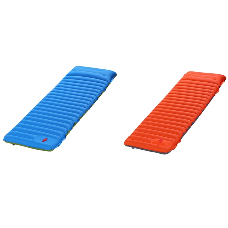 

2X Самонадувающийся воздушный матрас, расширенный спальный коврик, сращивающаяся надувная кровать, воздушная подушка для палатки, синяя и о...