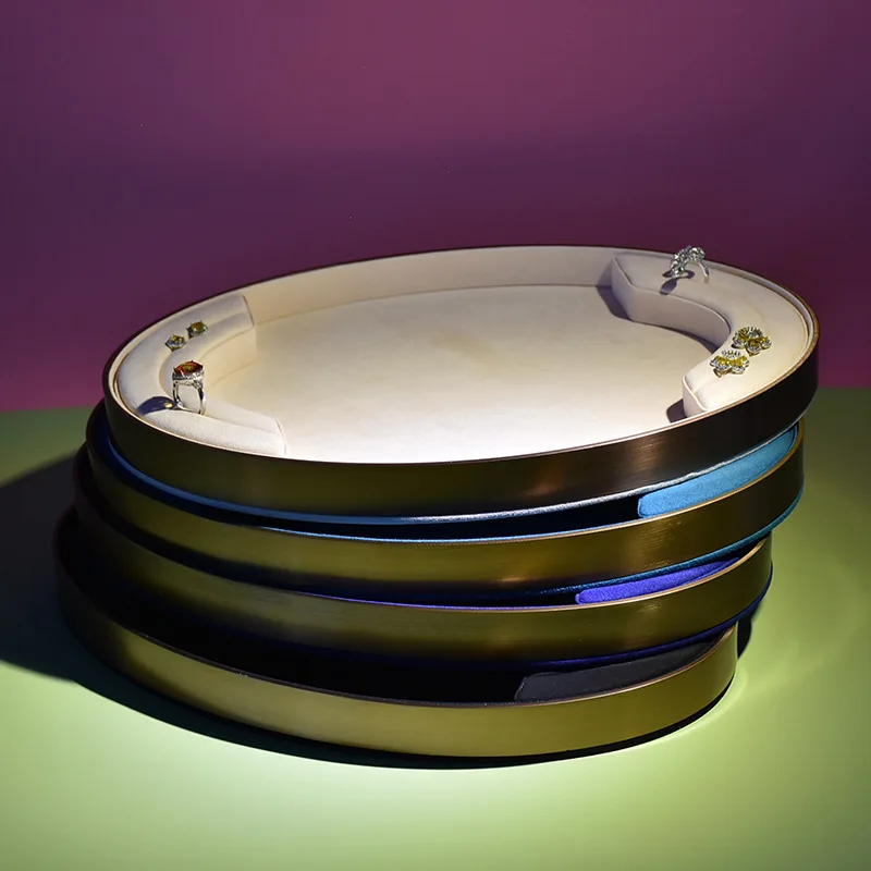 Oval metal watch pallet jewelry tray boutique jewelry display ring earrings necklace bracelet storage tray velvet jewellery box