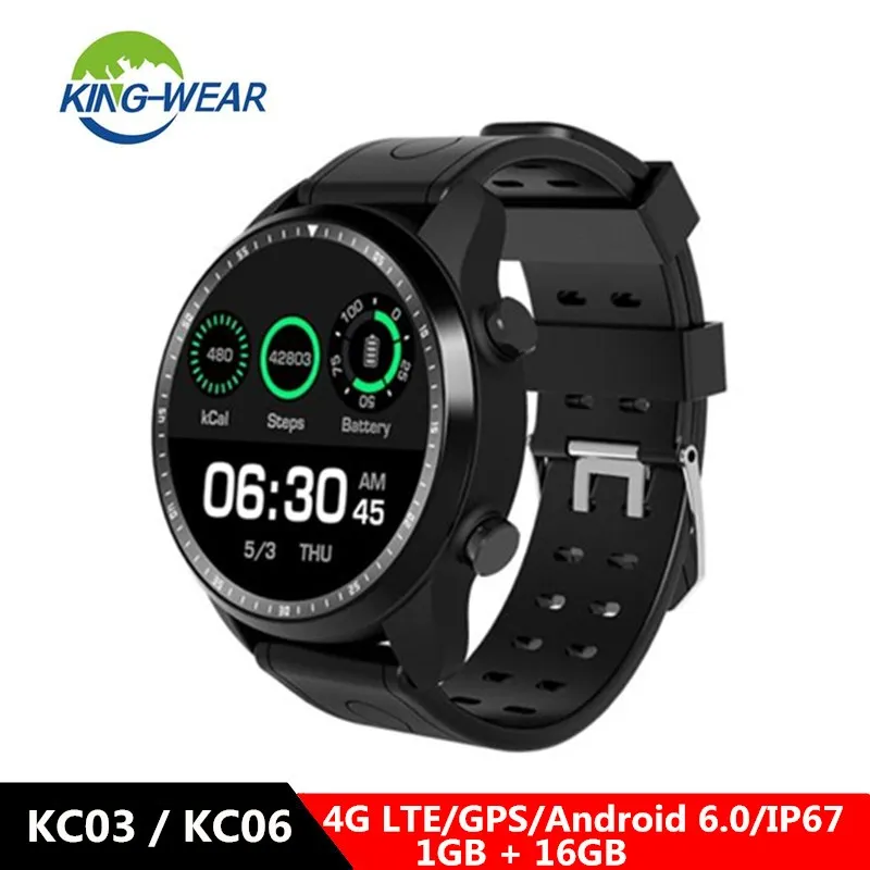 KingWear KC03 / KC06 4G Smartwatch Phone 1.3inch Android 6.0 MTK 6737 1.2GHz 1GB RAM 16GB ROM 620mAh Built-In Smart Watch