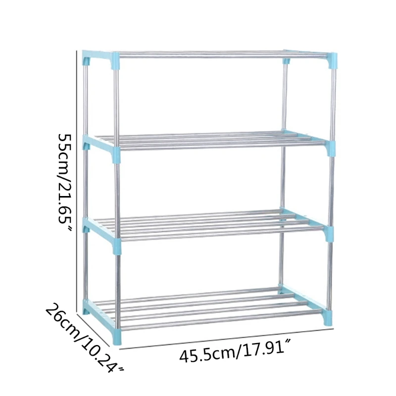 

2pcs/set Stainless Steel Storage Shelf Four-layer Simple DIY Assembly Shoe Rack Student Dormitory Removable Shoe Rack