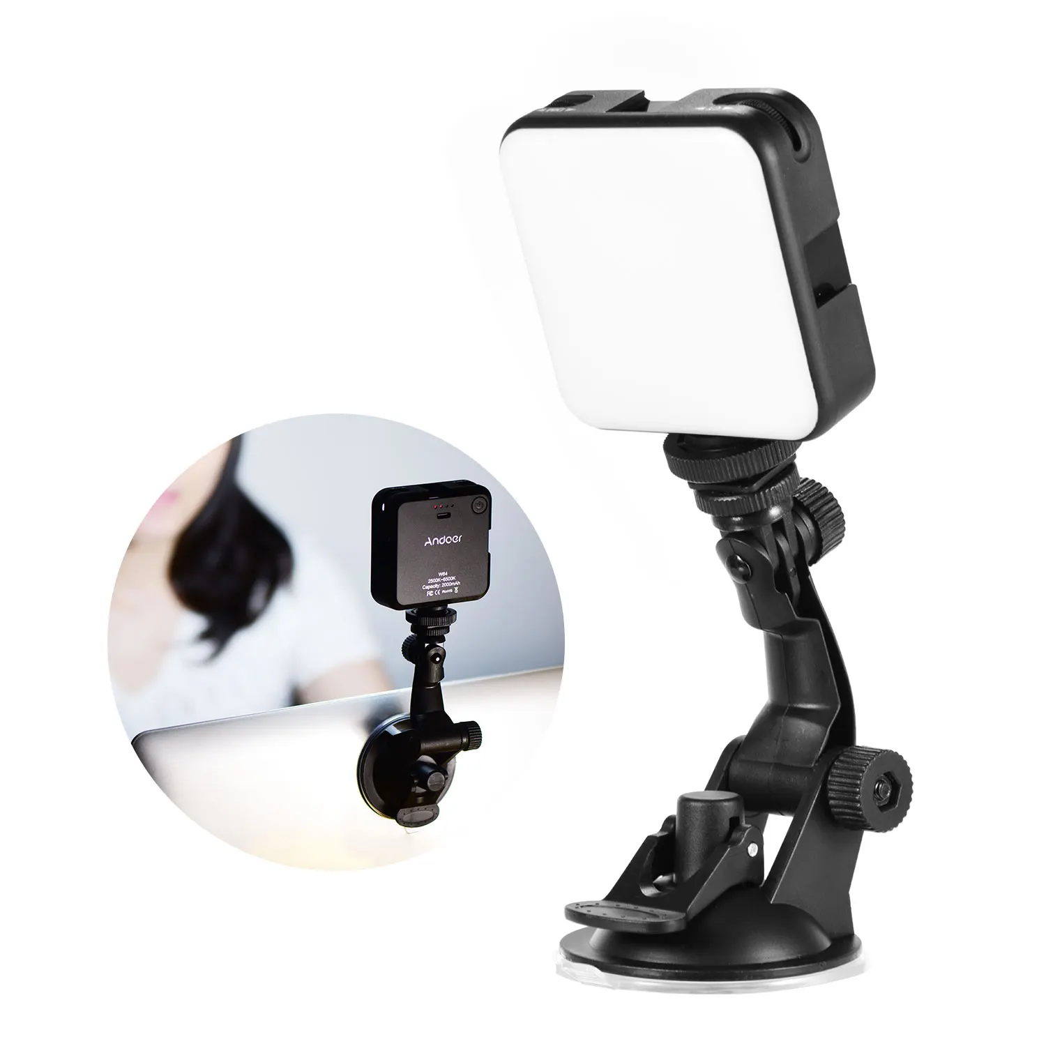 

Andoer W64 Video Conference Lighting Kit with 6W Mini LED Light 2500K-6500K Dimmable Suction Cup Mount for Laptop Live Streaming