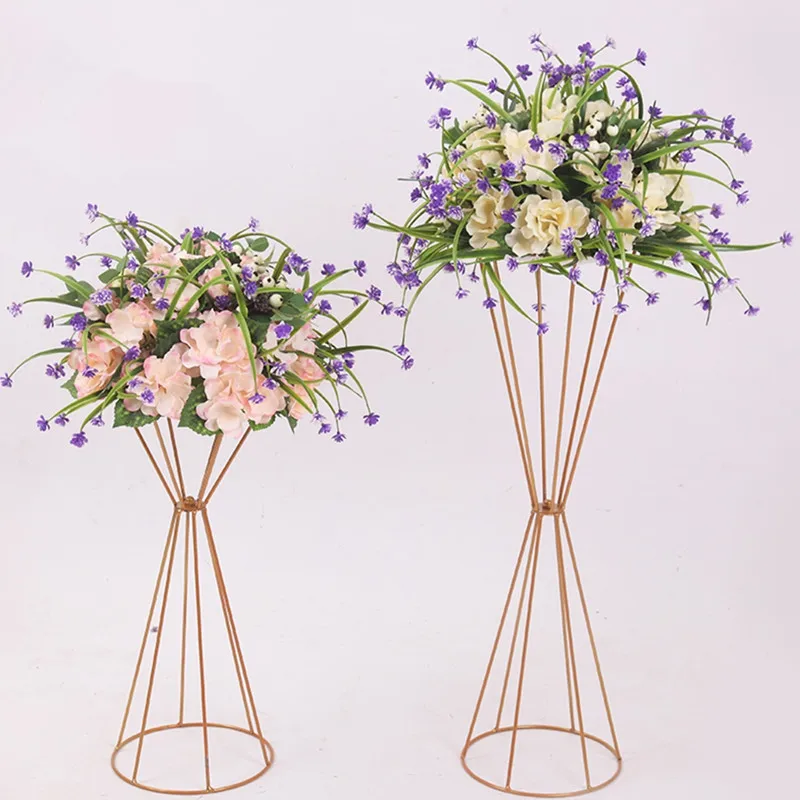 

10PCS Vases Gold/ White Flower Stand 70CM/ 50CM Metal Road Lead Wedding Centerpiece Flowers Rack For Event Party Decoration