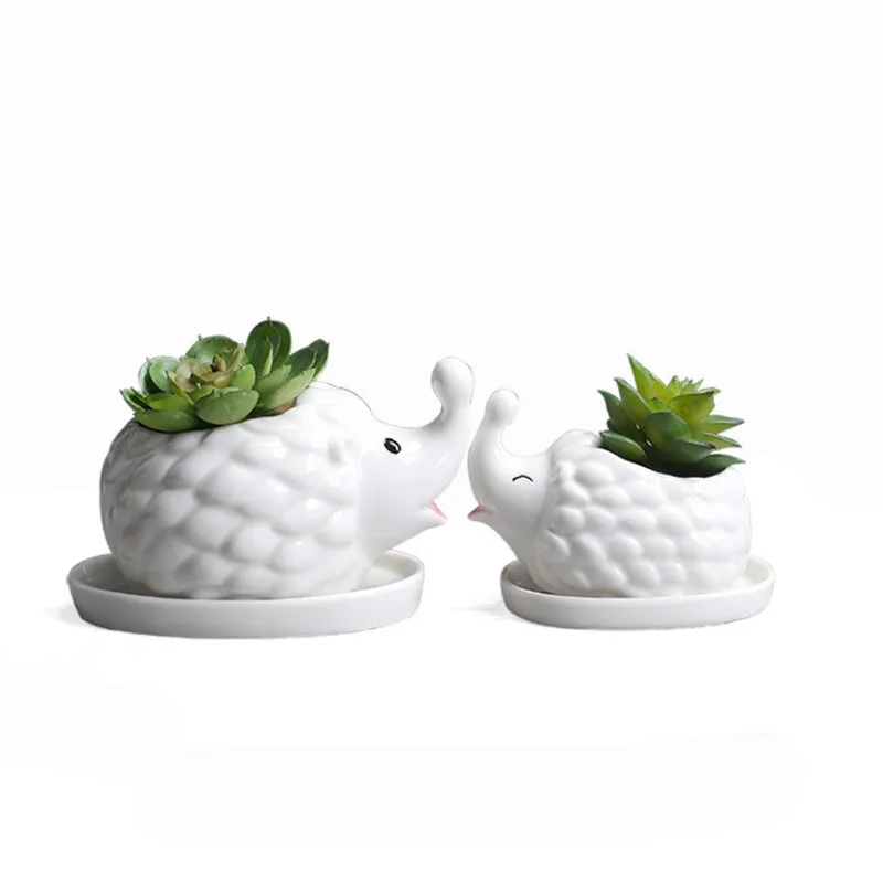 Керамический Ежик кашпо для суккулентов белый фарфор животные зеленые растения