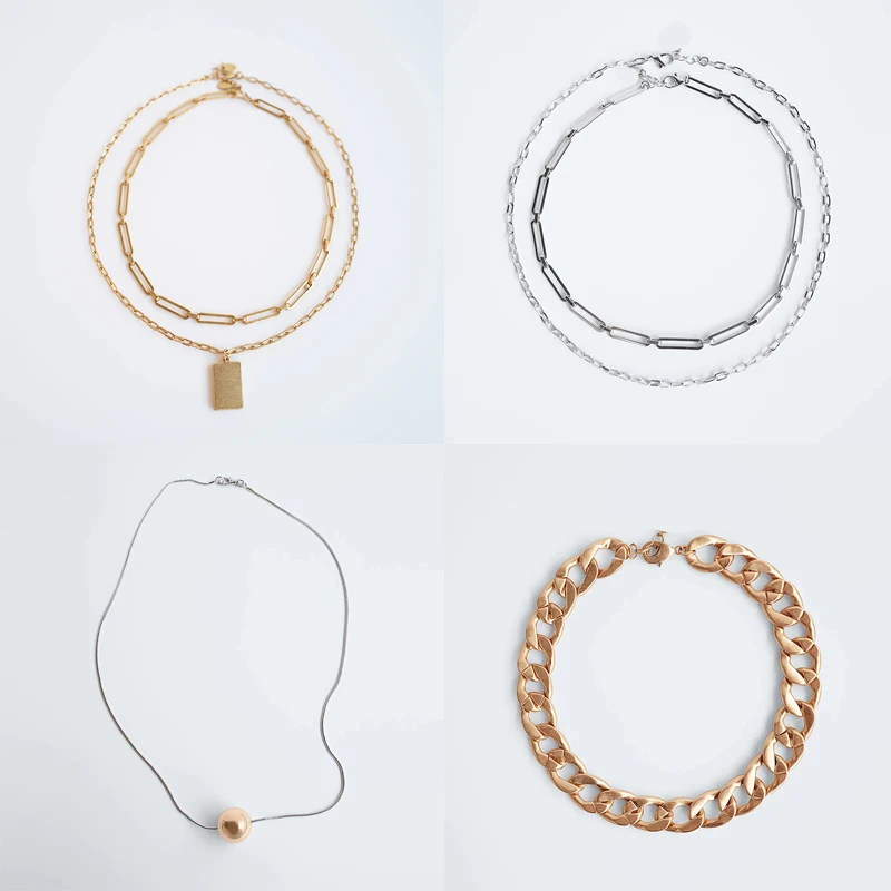 Женский винтажный комплект с цепочкой Dvacaman серебряное ожерелье кулоном значком