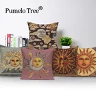Наволочки для подушек с рисунком Пикассо, Sun лунный Бог, льняные, для йоги, деревенский декор, Cojin, винтажные