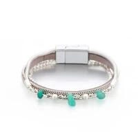 ornapeadia bohemian bracelet for women fashion retro style female bracelet double chain turquoise magnetic clasp bangles