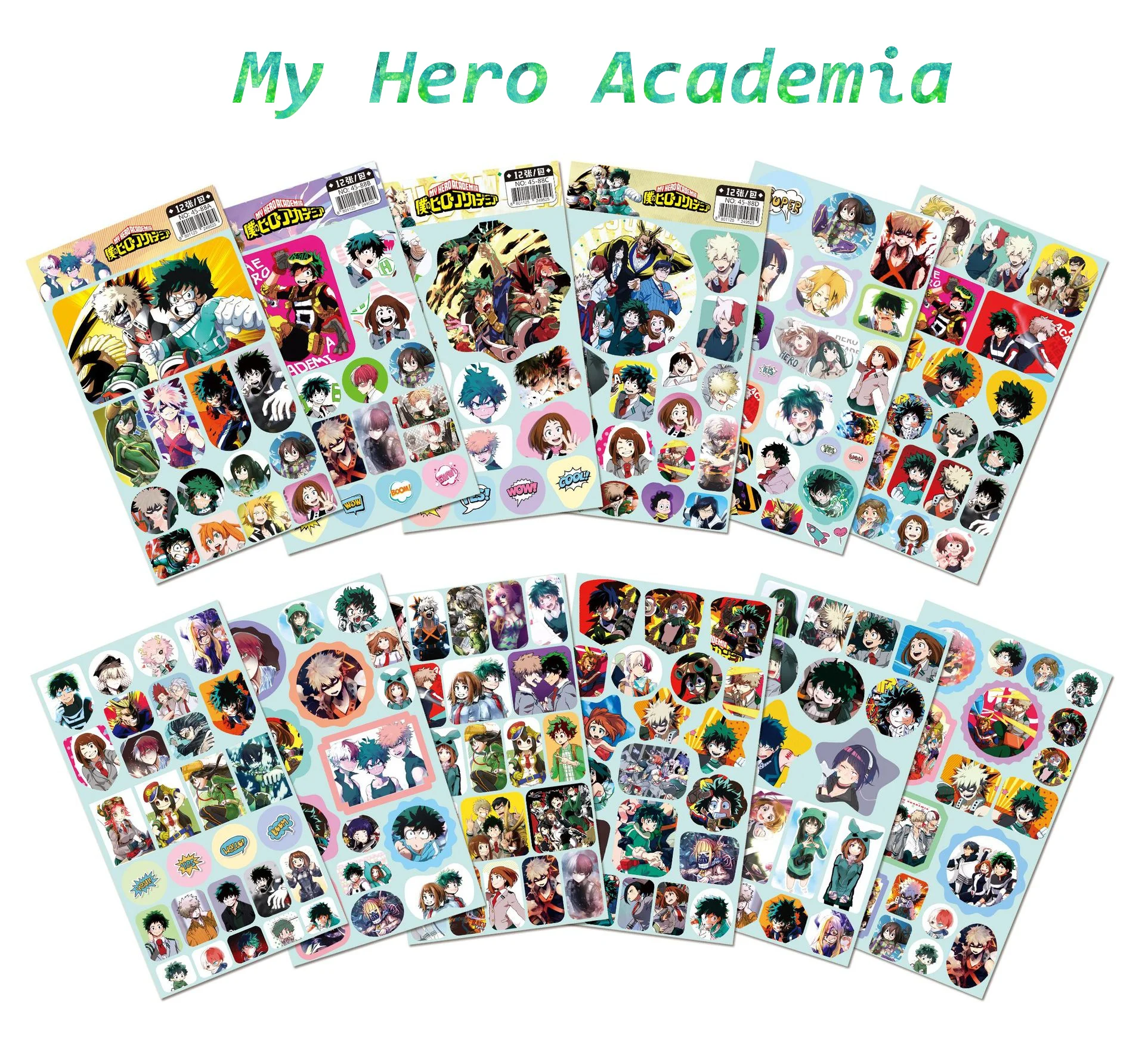 

12 pcs/set My Hero Academia Small wall sticker anime around stickers gift All·Might Shoto Bakugou