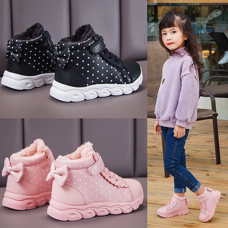 2020 зимние детские ботинки брендовые теплые кожаные кроссовки для девочек модная