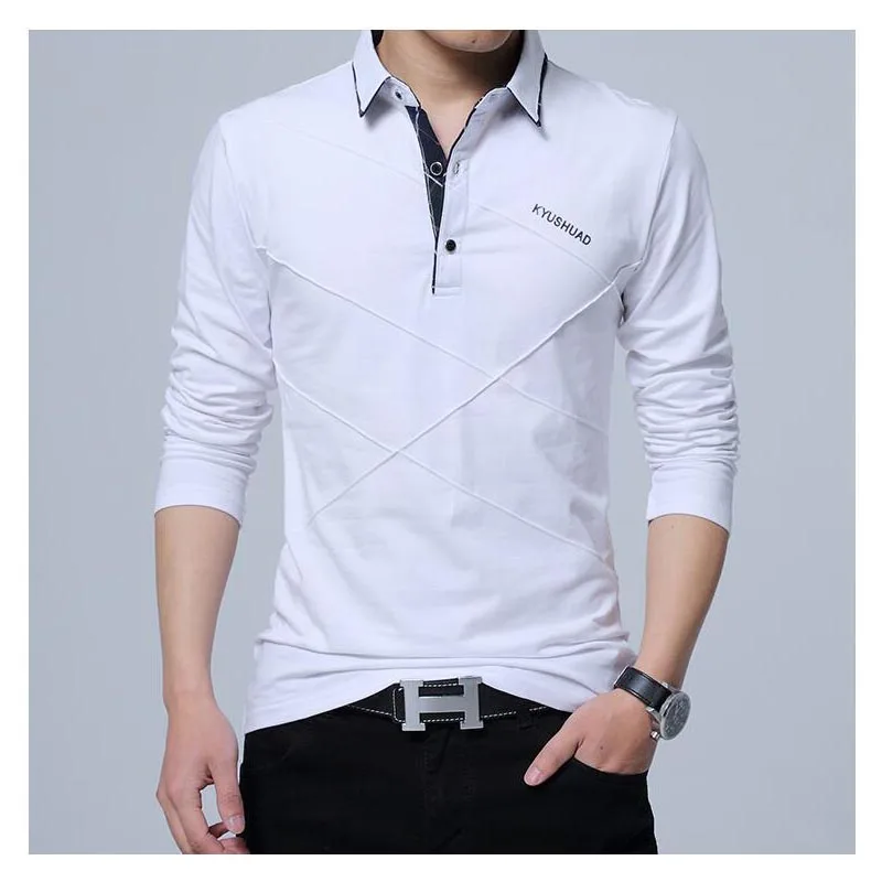 Мужская рубашка-поло с длинным рукавом размеры до 5XL | одежда