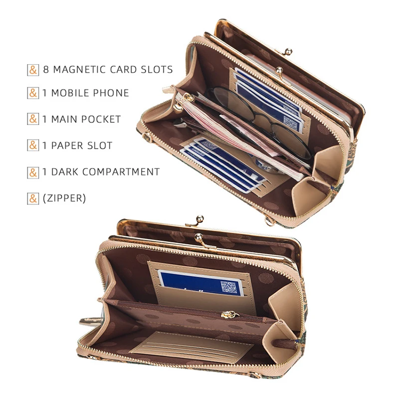 Новинка Женский кошелек через плечо для сотового телефона многофункциональный