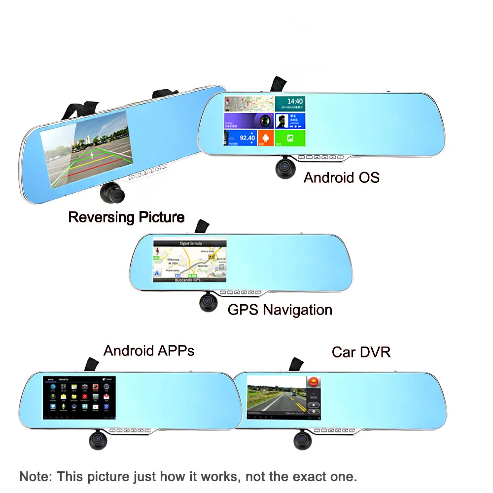 5 дюймов Android 4 интеллигентая (ый) gps навигации автомобиля зеркало заднего вида с