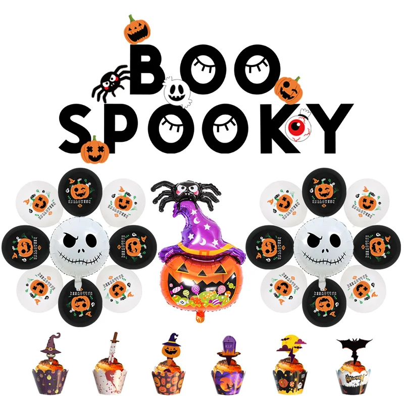 Набор украшений для хэллоуивечерние фотография паук призрак воздушный шар из