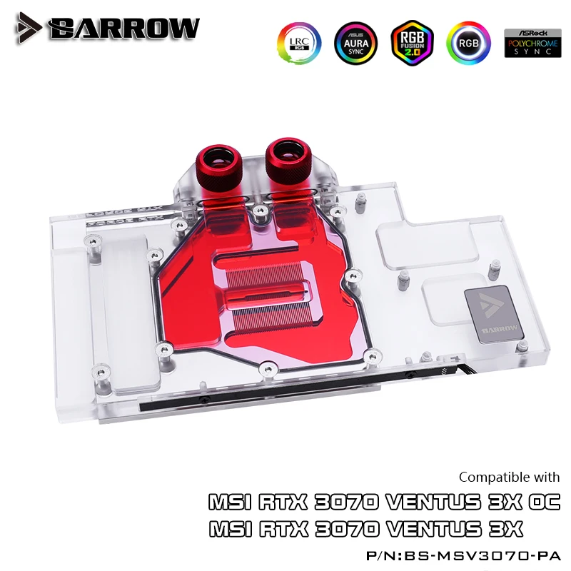 

Barrow Full Coverage GPU Water Cooling Block For MSI RTX 3070 VENTUS 3X OC, 5V ARGB 3PIN Motherboard AURA SYNC BS-MSV3070-PA