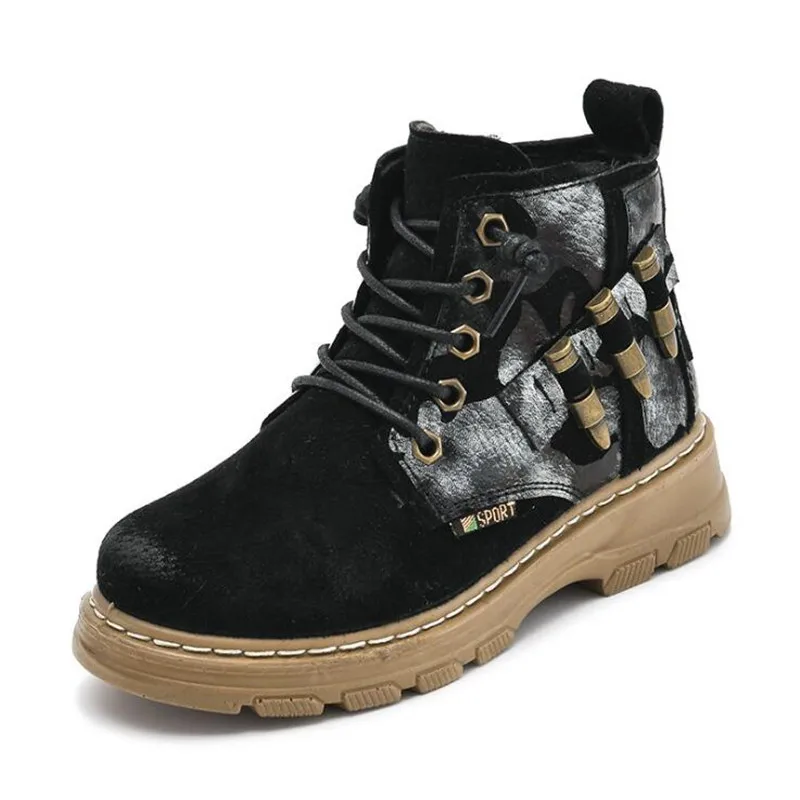 

Boots Kids Genuine Leather Winter Fur Ankle Boots For Boys Toddler Fashion Girls Thick Snow Boots Children's Shoes