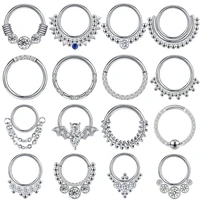 zs 16g bohemia nose ring steel ball septum piercing stainless steel nose ring crystal helix earring sliver plated body piercing