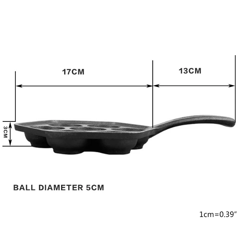 

Uncoated Non-Sticky Cast Iron Meatball Pan Cake Mold