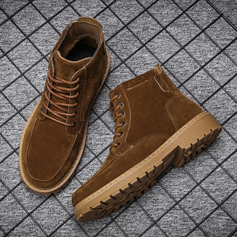 Осенние мужские рабочие ботинки TOSJC высокие ковбойские на шнуровке армейские