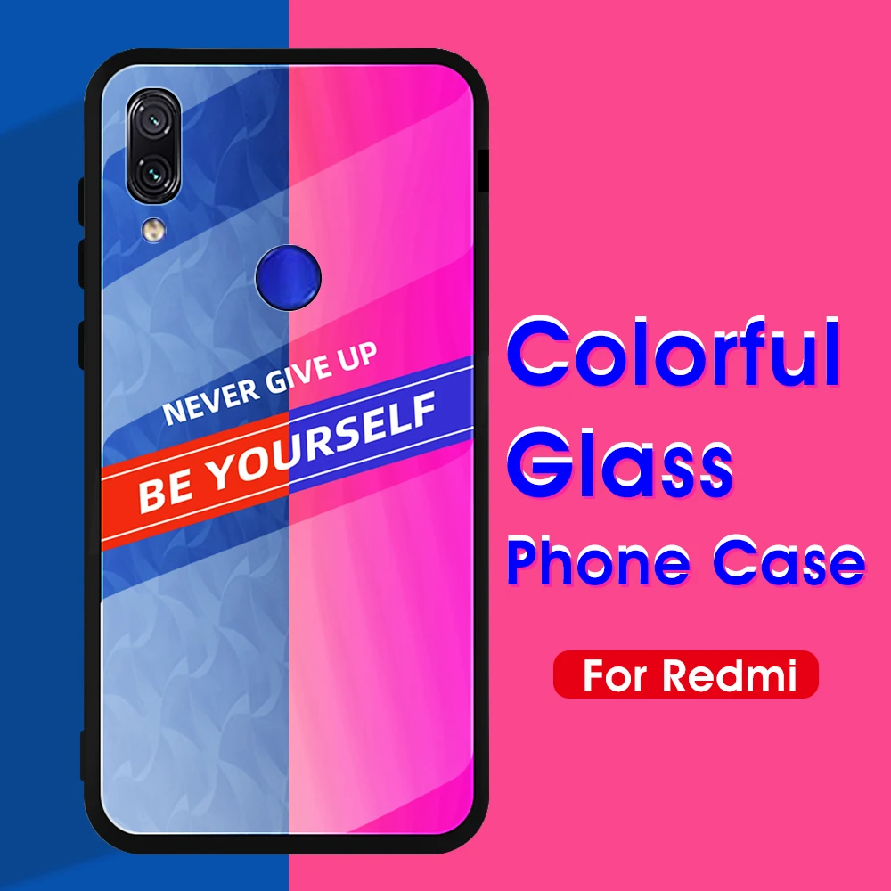 Цветной стеклянный чехол для Red mi Note 8 7 6 5 Pro 7A K20 мягкий полиуретановый край Xiaomi 9 SE