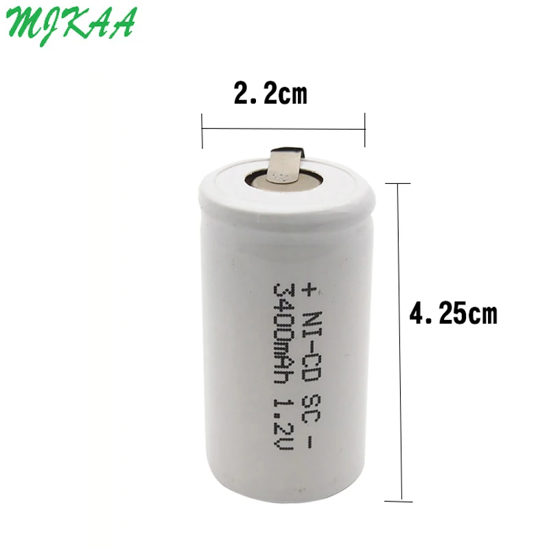 MJKAA SC 1,2 V 3400mAh аккумуляторная батарея 4/5 Sc Sub C Ni-cd батареи с вкладками для сварки для электрической дрели шуруповерт