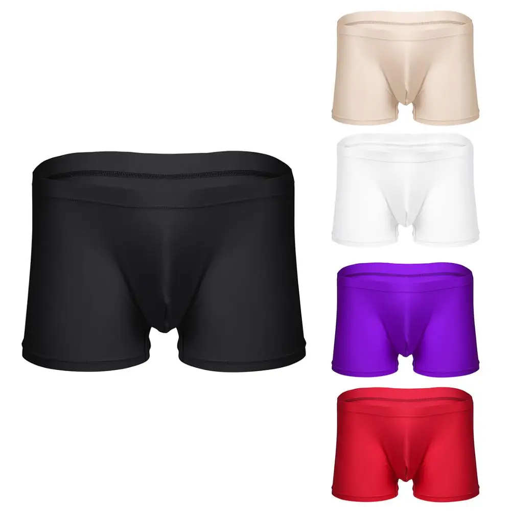 Mens Lingerie Sexy Ice Silky Boxer Briefs Shorts Stretchy Jockstraps Underwear Male Gay Slips Knickers Sissy Bulge Pouch Panties |
