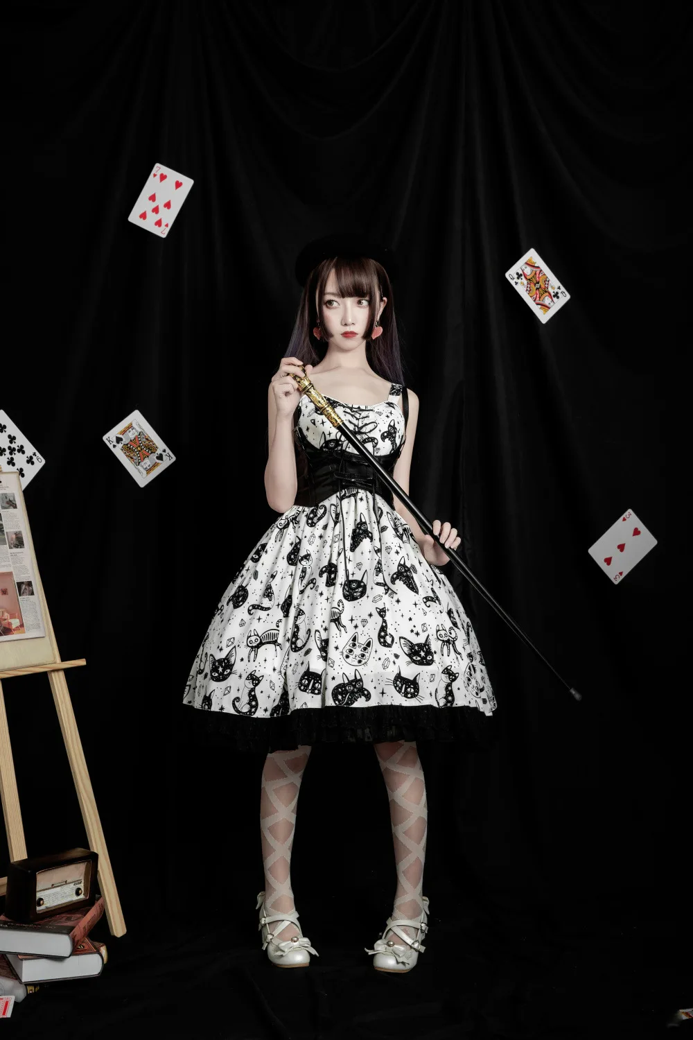 

Готическое винтажное платье сладкой Лолиты, платье с перекрестными лямками и бантом, с высокой талией, платье в викторианском стиле, кавайное платье для девочек, Готическая Лолита, jsk loli, cos