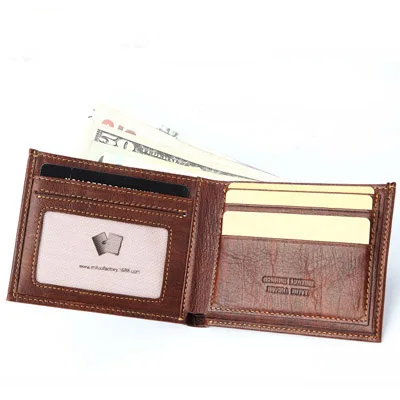

2020 Simple New Design Luxury Brand Vintage Brown Color Mens Wallets Purse Genuine Leather Bag Free Shipping
