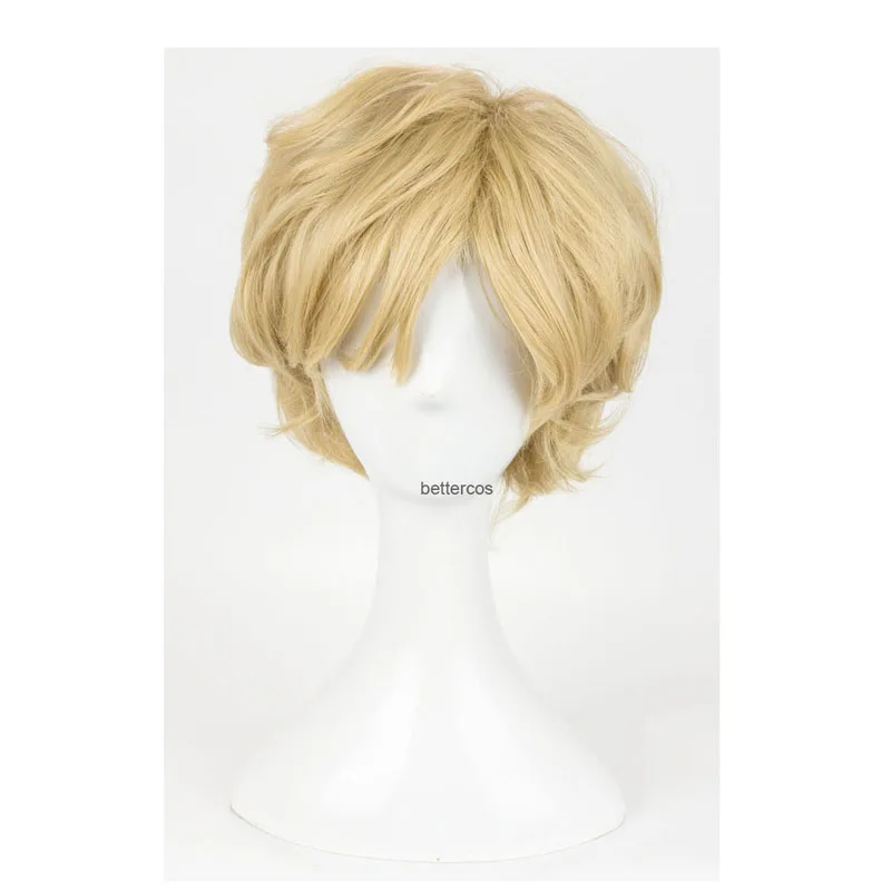 Парик для косплея Сейлор Уран Тено Харука Короткие льняные светлые термостойкие