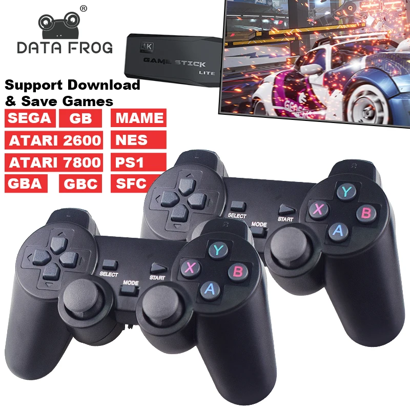 Data Frog Y3 Lite 10000 Games 4K Game Stick TV Video Console Wireless Controller for PS1/SNES/SEGA 9 Emulator Retro | Электроника