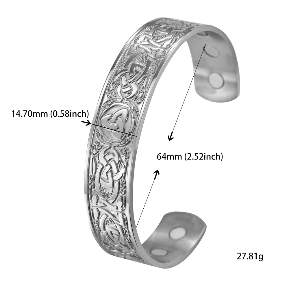 steel Skyrim винтажный Trefoil браслет с узлом 316L нержавеющая сталь магнитные браслеты викингов ювелирные изделия подарок для женщин и мужчин - Окраска металла: steel