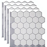 4 pcs 3d mosaic white vinyl sticker hexagon self adhesive peel and stick wall tiles for kitchen and bathroom decoration