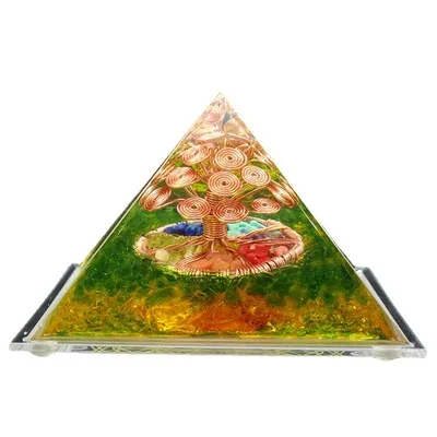 Orgonite Augen Pyramid Ornament Copper Wire Tree of Life Energy Belief Energy Tower High Frequency Healing Tower