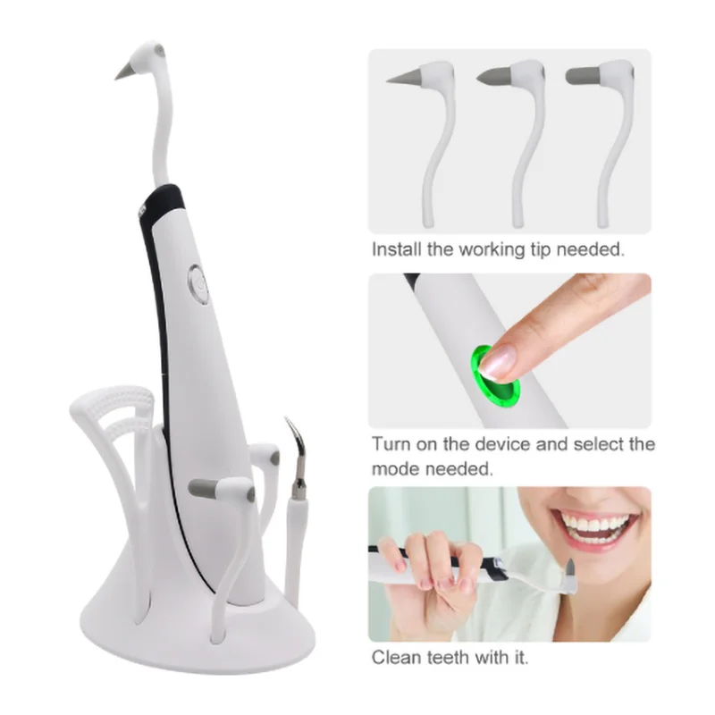 Ultrasonic Tooth Cleaner Oral Care High Frequency Sonic Vibration Stains Remove Dental Plaque Polisher Teeth Whitening Set