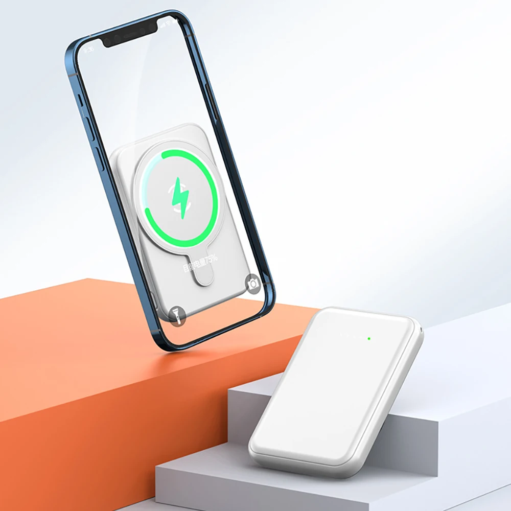 Компактный магнитный беспроводной внешний аккумулятор с быстрой зарядкой