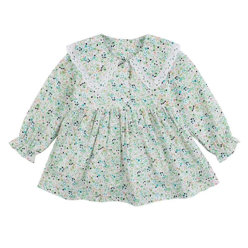 Kids Dresses For Girls Spring Baby Girls Peter Pan Collar Long Sleeve Print Ball Gown Princess Dress For Children 1-6 Years Old